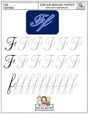 f harfi çizgi çalışması